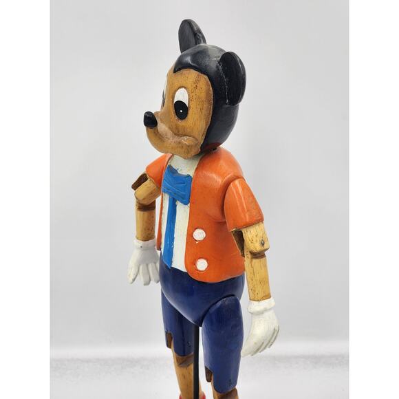 Rare Disney Mickey Mouse Marionette Puppet On Stand Vintage Collectible Wood 17" - Picture 12 of 15
